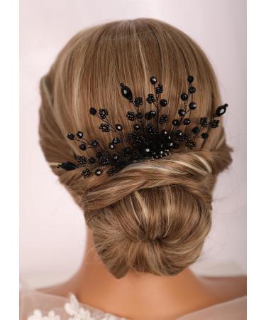 Kercisbeauty Black Beads Branch Hair Comb for Women Girls Wedding Bridal Black Hair Accessories - Buy Online on GoSupps.com