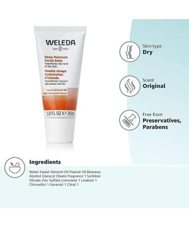 Weleda Deep Moisture Facial Balm - 1oz Plant-based Moisturizer with Sweet Almond Oil - Buy Online on GoSupps.com