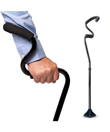 StrongArm Comfort Cane + Self Standing Lightweight Adjustable Walking Cane + Stabilizes Wrist & Provides Extra Support & Stability + Ergonomic Forearm Grip + Canes for Men & Women + FSA/HSA Eligible Black