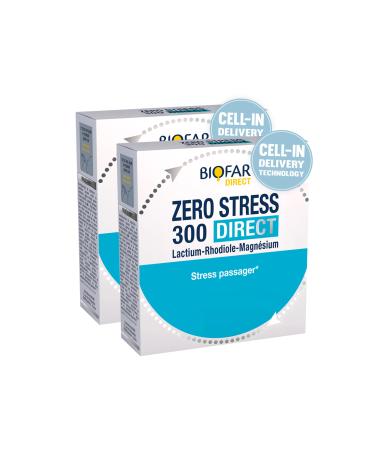 BIOFAR - ZERO STRESS 300 DIRECT – Food Supplement - Passenger Stress & Fatigue - Fruity Taste - Lactium®, Rhodiola, Magnesium - Pack of 2 - 2x14 Orodispersible Sticks (No Water)