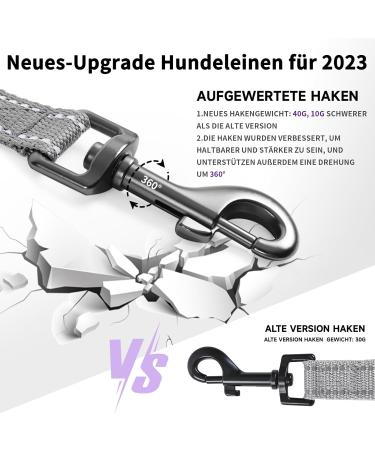 Demigreat Reflective Dog Leash - 3m/5m/10m/15m/20m Robust Training Line with Padded Handle for All Dog Sizes - 50ft Gray - Buy Online on GoSupps.com