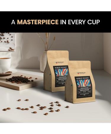 Invigo Espresso Coffee Beans 340g - Aroma-Rich Whole Coffee Bean Small Batch Local Premium Roasting Vegan & Gluten-Free Birthday Christmas Gift Ideas for Coffee Lovers Whole Bean Robust Rocket - Buy Online on GoSupps.com