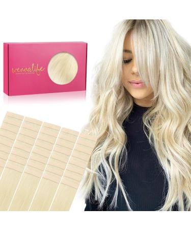 If-of-hearted tape extensions real hair 40PCs 80g 30cm 12 inch platinum blonde hair extension real hair extensions tape invisible tape in extensions real hair extensions silky straight skin weft tape in 30cm-80g #60a platinum blonde