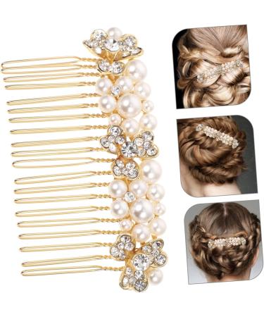 Beaupretty Pearl Headpiece alloy rhinestone hair bride rhinestone hair bride hair golden hair headpiece hair side pearl rhinestones crystal Rhinestone Hair Accessories - Buy Online on GoSupps.com