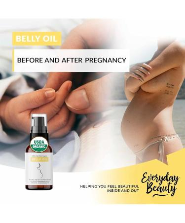 Organic Belly Oil | USDA Certified Organic Body Oil for Scars Stretchmarks & Pregnancy | 1 Fl Oz Glass Dropper - Buy Online on GoSupps.com