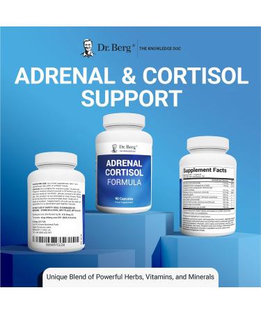 Dr. Berg s Adrenal & Cortisol Formula - Supplement for Hormone Balance Stress & Focus - Support for Healthy Adrenal Gland - Vegetarian Ingredients 90 Capsules - Buy Online on GoSupps.com