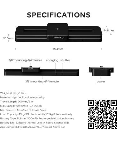 Smartta SliderMini 2: Motorized Camera Slider - Ultra Smooth & Portable - App or Manual Control - 20cm Travel Length - 33LB Capacity - Buy Online on GoSupps.com
