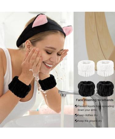 CIEHER 6 PCS Spa Headband for Women - Cute Black and White Cat Design - Elastic Hairbands for Makeup, Skincare, Yoga - Perfect for Face Washing and Slumber Parties - Buy Online on GoSupps.com