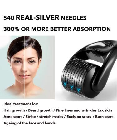 AUDUODUO 0.3mm Derma Roller with REAL SILVER Needles | Advanced Needle Alignment Technology | Microneedle 540 Beauty Roller for Skin Care, Anti-Wrinkles, Hair Loss, Stretch Marks, Body & Acne Scars - Buy Online on GoSupps.com