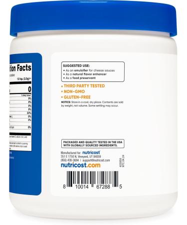 Nutricost Sodium Citrate Powder 1LB (16oz) - Food Grade Non-GMO - Emulsifier Natural Flavor Enhancer Food Preservant - Buy Online on GoSupps.com