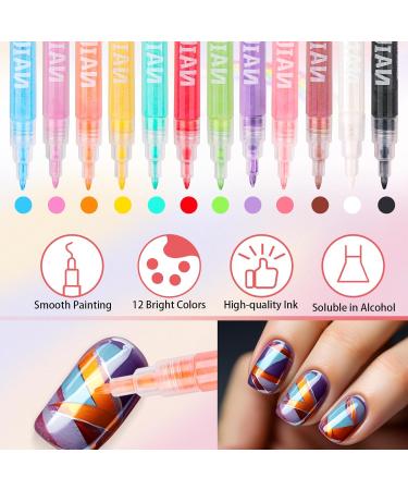 Owelth 12 Colors 3D Nail Polish Pencil Set - DIY Nail Art Tools for Creative Manicure & Halloween Designs - Buy Online on GoSupps.com