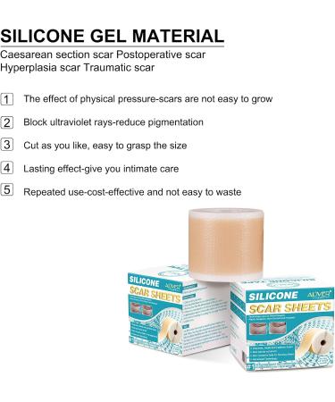 Silicone Scar Sheets Medical Grade Silicone Scar Tape Silicone Scar Strips for Scar Healing Painless Scar Removal Tape for All Surgical Incisions C-Section Burn Keloid Acne (1.6x120inch-3M) - Buy Online on GoSupps.com