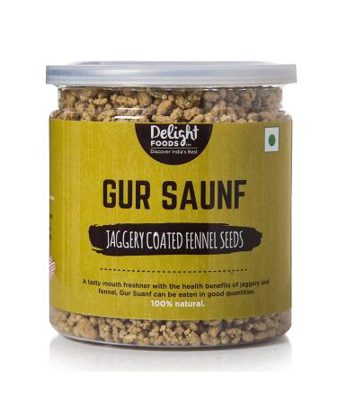 Delight Foods Gur Saunf 250g | Mouth Freshener Mukhwas | Jaggery Coated Fennel Seeds - No Preservatives_Packing May Vary