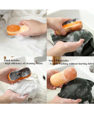 Two-Sided Laundry Stain Remover Brush | Soft Bristle for Wool Cashmere Delicate Fabrics | Easy Grip Cleaning Brush - Blue - Buy Online on GoSupps.com