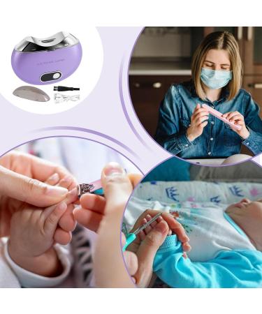 Fingernail Trimmer Electric Electric Automatic Nail Clipper - Rechargeable Cutter and File Nail Clipper LCD Digital Display Clipper with Light & 3 Speeds for Children Kids Adult Purple - Buy Online on GoSupps.com