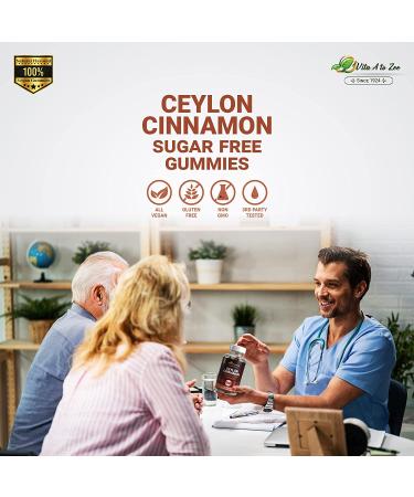 Vita A to Zee Ceylon Cinnamon Gummies - Sugar Free 60 Count 2000 MG - Healthy Blood Sugar Levels & Joint Support - Antioxidant for Sugar Metabolism - Gluten Free & Vegan - Buy Online on GoSupps.com