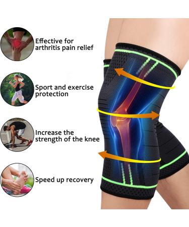 HHOOMY Kniebandage Compression Knee Sleeve - Elastic Sports Knee Protector for Running Walking Cycling & Basketball - Pain Relief Orthosis (L 42-47cm) - Buy Online on GoSupps.com