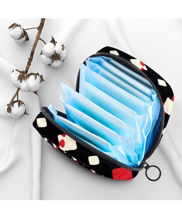 Stylish Menstruation Bag with Zipper | Women's Napkin & Tampon Collection Bag in Black & Red Pattern - Perfect for Girls & Women - Buy Online on GoSupps.com