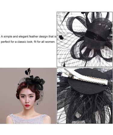 Elegant Black Feather Mesh Hat Clip | INTVN Ladies Wedding Cocktail Headband - Buy Online on GoSupps.com