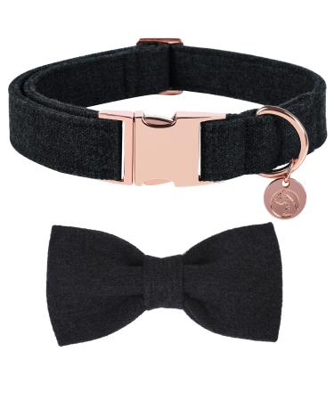 Dogwong dog collar with removable fly black pet collar dog hinge gift for girls or young dogs comfortable adjustable dog collar for small medium-sized dogs X-Small (pack of 1) black