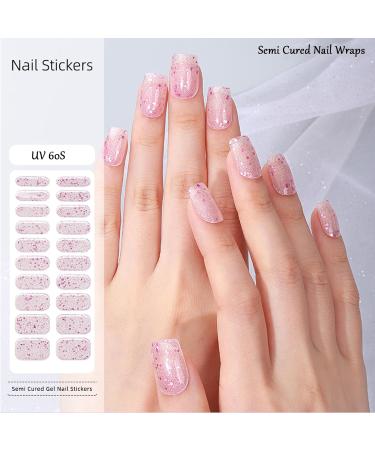 Rosarden Semi Cured Nail Wraps - 20PCS Semi Cured Gel Nail Strips - Pink Glitter Stickers French Manicure Stickers - Adhesive Gel Nail Wrap Stickers Decals(UV/LED Lamp Required) Glitter Purple - Buy Online on GoSupps.com