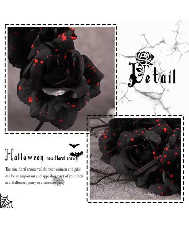Unicra Halloween Flower Headband Black Rose Headhoop Antler Hairband Day of The Dead Headbands for Costume Party Accessory for Women - Buy Online on GoSupps.com