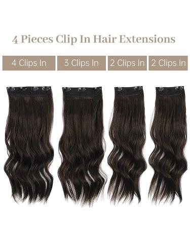 Su Exquisite 20 Dark Brown Curly Hair Extensions - 4PCS Clip-in Long Soft Glam Waves Synthetic Fiber Double Weft Hairpieces for Women - Buy Online on GoSupps.com