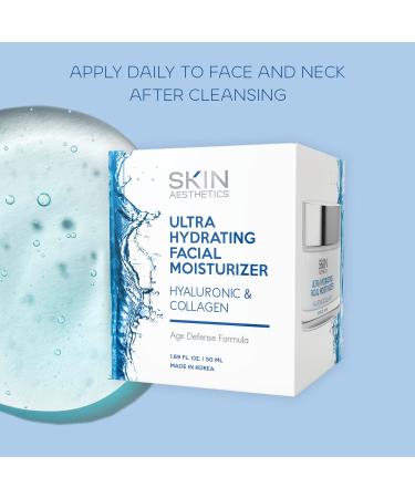 Skin Aesthetics Hyaluronic & Collagen Daily Face Moisturizer - Anti-aging Hydration - 1.69oz - Buy Online on GoSupps.com