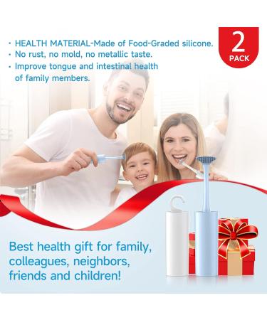 RorincoGi Tongue Scraper 2 Pack - Soft Tongue Cleaner for Fresh Breath - Oral Care Tools for Adults & Kids - White & Blue - Buy Online on GoSupps.com