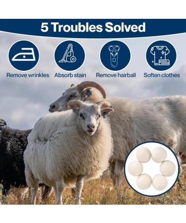 6Pcs Wool Dryer Balls- Premium Natural - Made with Wool That Replaces Dryer Sheets - Lint Remover 7cm - Buy Online on GoSupps.com