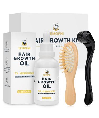 5% Minoxidil Hair Growth Derma Roller Kit for Men Women With Hair Growth Serum Oil - Biotin Oil for Hair Growth Hair Loss Treatment - 0.25mm Derma Roller for Hair Growth