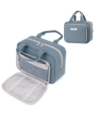 Narwey Full Size Toiletry Bag Women Large Makeup Bag Organizer Travel Cosmetic Bag for Essentials Accessories (Greyish Blue) AB-Greyish Blue
