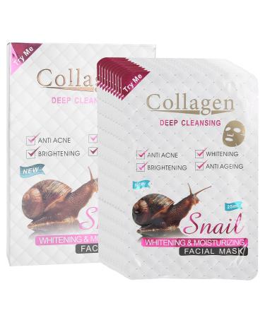 Sonew 10pcs Snail Agency Essence Facial Sheet Mask moisturizing moisturizing anti -aging pores collagen skin care mask strongly moisturizing skin care
