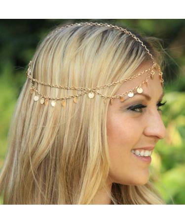 Buy 2Live Forum Hair Jewelry - Turquoise Dripping Oriental Hair Chain Gold Sequin Party Headdress & Drift Chain for Festivals - Buy Online on GoSupps.com