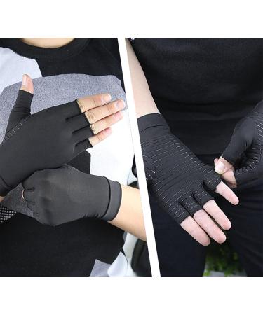 Shop Compression Gloves for Arthritis & Hand Pain Relief | Copper Ion Fiber Anti-Slip | Unisex - Size L Half Finger - Buy Online on GoSupps.com