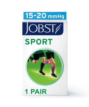 JOBST Unisex Sport Knee High 15-20 mmhg Athletic Compression Socks Large Blue/Grey
