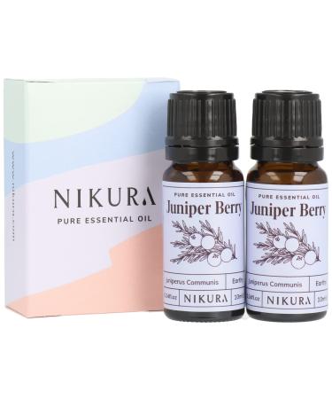Nikura Juniper Berry Essential Oil - 20ml (2 x 10ml) | 100% Pure Natural Oils | Perfect for Aromatherapy Diffusers Humidifier Bath | Great for Stress Relief Improving Sleep | Vegan & UK Made