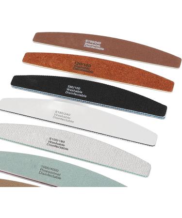 Nail File Set Different Fineness Half Moon Acrylic Nail Files Manicure Tool 8 Pieces for Home Use - Buy Online on GoSupps.com
