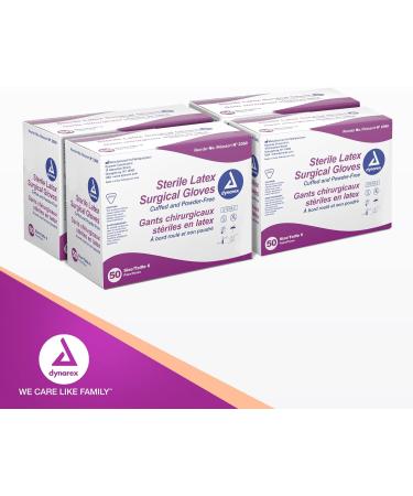 Dynarex Sterile Latex Surgical Gloves Powder-Free Size 6 - 200 Pairs (1 Case) | Medical Grade Healthcare Gloves - Buy Online on GoSupps.com