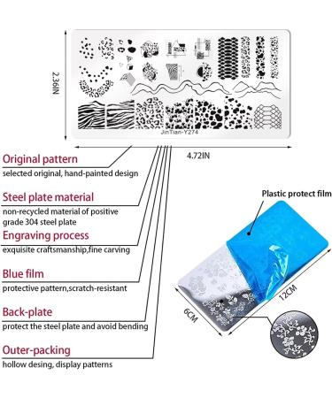 Geometric Nail Stamping Plates Set - 4Pcs Nail Templates for Art Stamping Kit - Buy Online on GoSupps.com