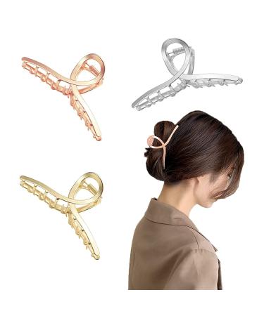 Pack of 3 claw clips metal hair clips for women girls metal non-slip hair claw clip for thick thin hair