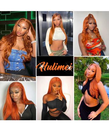 Ginger Orange Lace Front Wig 22 Inch | Pre Plucked Straight 13x4 HD Lace Frontal | 150% Density Brazilian Virgin Human Hair | 88J Color - Buy Online on GoSupps.com