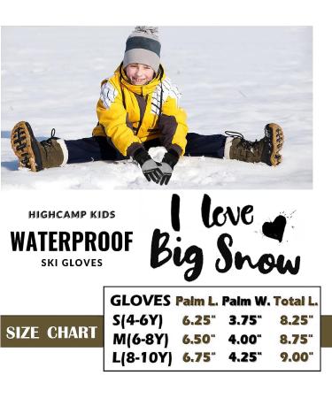Highcamp Kids Waterproof Winter Snow Gloves with Reflector M(6-8Y) - Heather - Buy Online on GoSupps.com