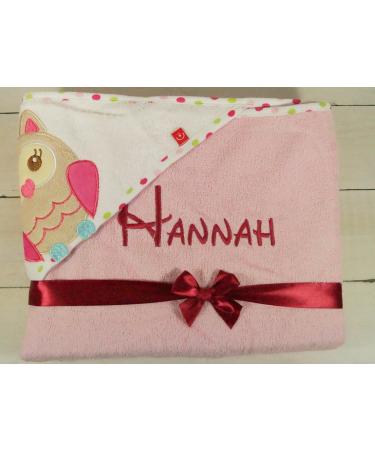 Hooded Towel with Embroidered Name - 100% Cotton Pink Owl | 76x76 cm | Perfect Gift for Kids - Buy Online on GoSupps.com