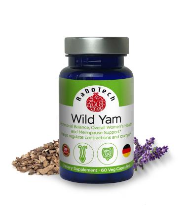 RaDoTech - Wild Yam Menopause Supplements for Women Premenstrual and Menopause Support and Hormone Balance Relaxes Muscles Alleviates Cramps and Other Discomforts 60 Veg Capsules