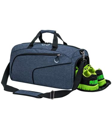 Kuston Sports Gym Bag with Shoes Compartment &Wet Pocket Gym Duffel Bag Overnight Bag for Men and Women blue