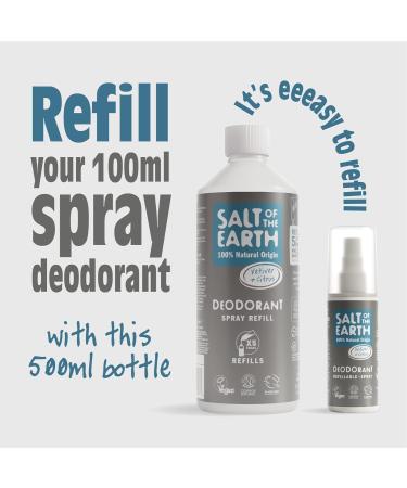 Salt of the Earth - Natural Deodorant Spray Refill - Certified Natural Vegan Long Lasting Protection Leaping Bunny Approved Made in the UK - 500ml (Vetiver & Citrus) Vetiver & Citrus 500 ml (Pack of 1) - Buy Online on GoSupps.com