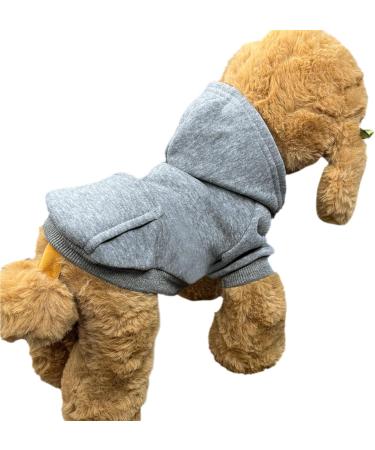 Warm Winter Dog Hoodies with Bags Cotton Clothing for Small Dogs Chihuahuas & Puppies | XXS Gray - Buy Online on GoSupps.com