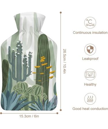Hot Water Bottle with Lid - Cactus Forest Rubber Bag for Pain Relief Cramps & Foot Warmer | Hot & Cold Therapy - Buy Online on GoSupps.com