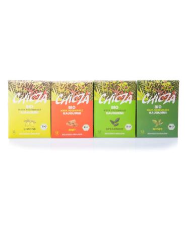 ChicZa Organic Chewing Gum Set 4 Varieties - Mint Spearmint Cinnamon Lime (organic vegan) - Buy Online on GoSupps.com